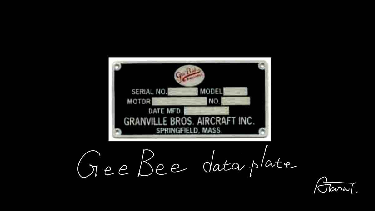 GeeBee data plate